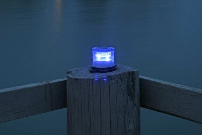 Picture of blue marine solar light at night.