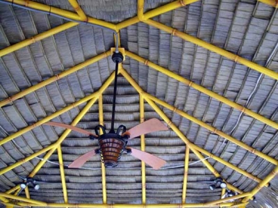 underside of roof showing faux bamboo support frame