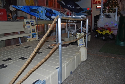 Side view of double Rope Railing Stand installed on an EZ Dock.
