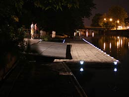 Picture of EZ Dock at night with solar pocket light